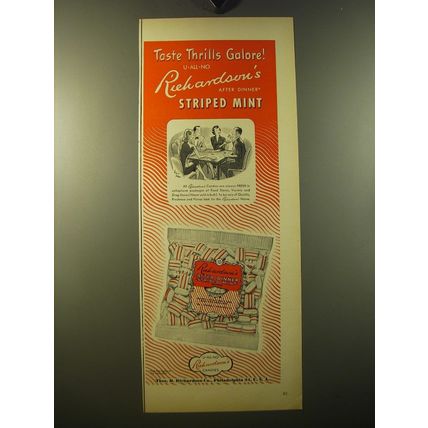 1950 Richardson' After Dinner Striped Mint Ad - Taste thrills Galore
