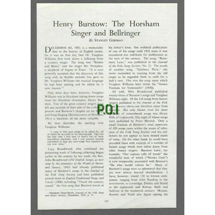 (5625) Henry Burstow Horsham Singer & Bellringer Stanley Godman - 1954