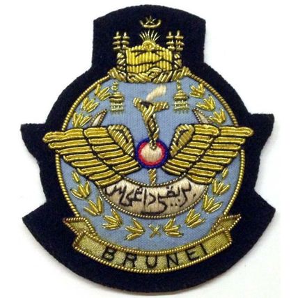 BRUNEI ROYAL AIR FORCE HAT CAP COMMODORE Bullion Badge - FREE SHIP IN USA