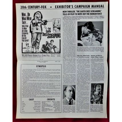 EARTH DIES SCREAMING, The (1964) vintage UK Pressbook ***Willard Parker***
