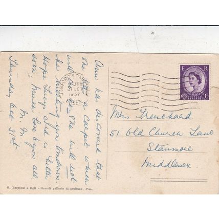 Pisa Camposanto Italy Postcard Posted 1957 VGC