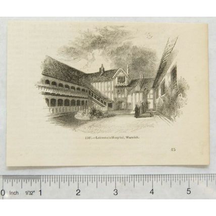 1860s engraving - Leicester's Hospital, Warwick