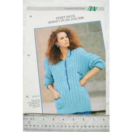 Woman's pattern 71 shirt neck jersey in zig zag rib, Neveda Ambassador
