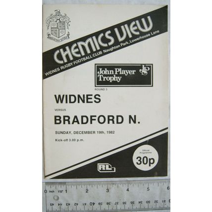 1982 programme Widnes v. Bradford Northern, JPS Trophy round 3