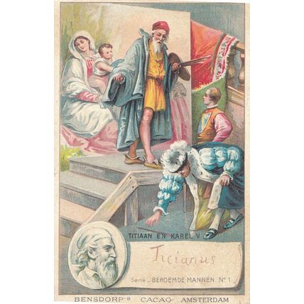 Titian Artist Printed Signed Bendorps Cocoa Postcard Old Antique Trade Card