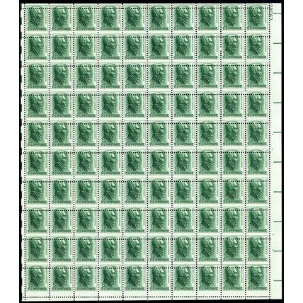 1209, MNH 1¢ Very RARE Misperfed Sheet of 100 Stamps Freaky Error - Stuart Katz