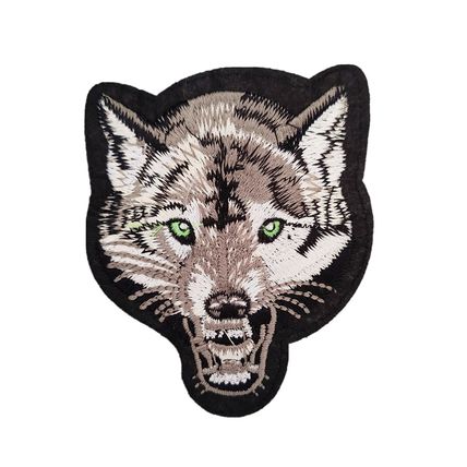 Wolf Iron On Patch Face 8.9cm x 10.5cm Detailed Badge Motif Animal Applique P176