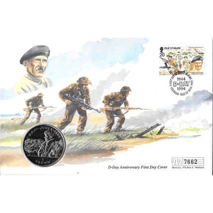 1994 1 Crown Coin FDC Isle of Man D-Day 50th Anniversary Bernard Montgomery