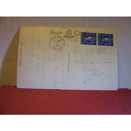 multiview, OLD HASTINGS, SUSSEX. used vintage postcard 1954 postmark.. =