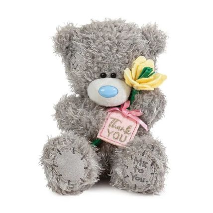 Me to You 7" Bear Holding Yellow Flower and Thank You Plaque
