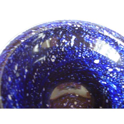 Vintage Pasabahce Cobalt Blue Volcanic Textured Vase Cased Glass Layered Bowl