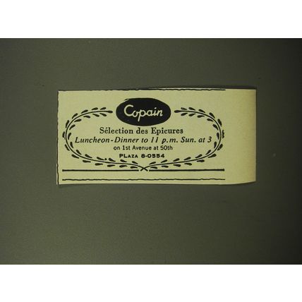 1960 Copain Restaurant Ad - Selection des Epicures
