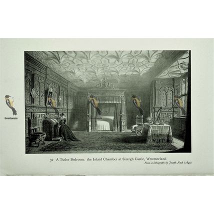 Tudor Bedroom, Sizergh, (Chapels, Haddon & Ightham Back), Book Illustration 1949