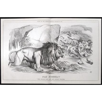 FIAT JUSTITIA!! 1879 Sir John Tenniel - Joseph Swain PUNCH CARTOON PAGE