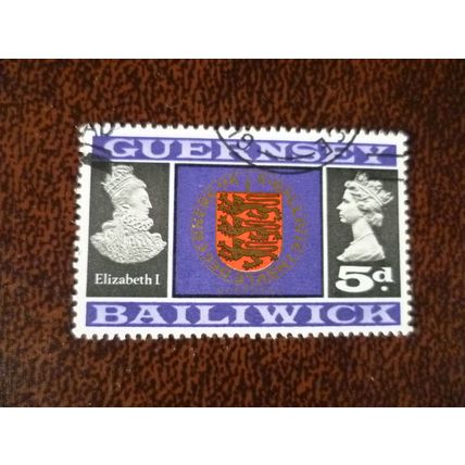 Guernsey 1969 Definitives 5d fine used stamp SG19 Arms Elizabeth I