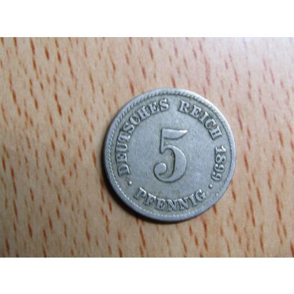 1899f 5 Pfennig Germany Empire Coin