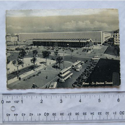 vintage postcard Rome, La Stazione Termini
