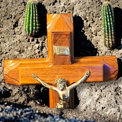 VTG Wood Religious Catholic Last Rites Sick Call Cross Crucifix DD21