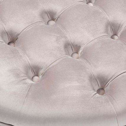 Velvet Round Tufted Cocktail Ottoman Modern Royal Blue Or Gray Brass Tack Nail