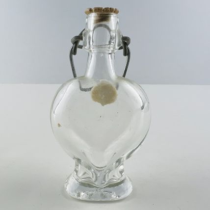 Heart Shaped Perfume Bottle with Stopper Empty Glass Vintage