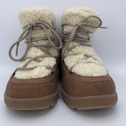 Torrid Shearling Winter Boots 9WW Wide Wide Brown Lace Ankle Wrap Chunky Sole