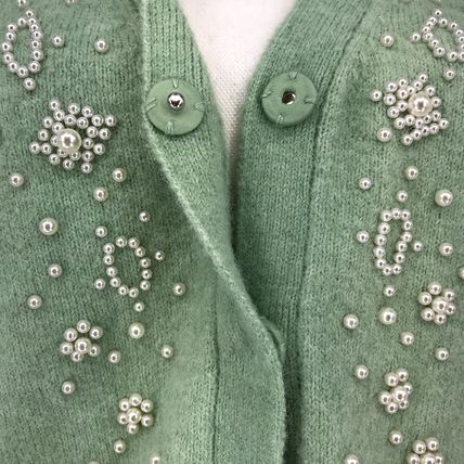 Zara mint green knitwear pearl cardigan polyester, wool, alpaca blend Sz. Medium