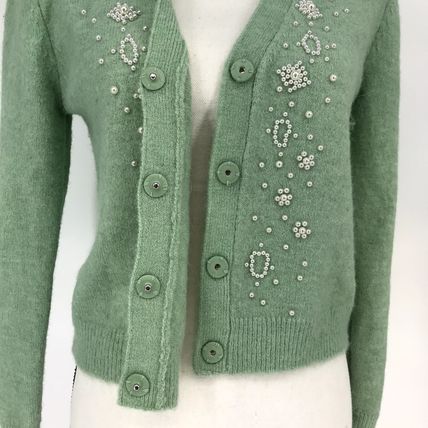 Zara mint green knitwear pearl cardigan polyester, wool, alpaca blend Sz. Medium