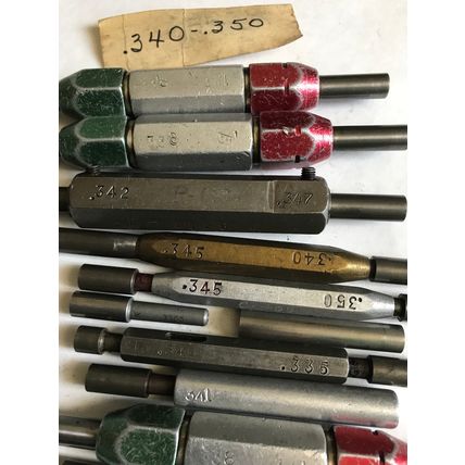 MIXED LOT GO NO GO PLUG GAGES,.341,.345,.350,.335,342,.347, .338",.350",ES