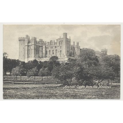 ARUNDEL Castle from Meadows W Sussex early or mid 20th C. RPPC Valentines