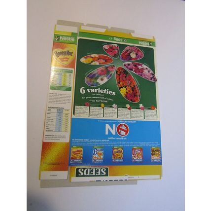 Nestle 2006 Honey Nut Shredded Wheat Cereal Box SUTTONS Free Seeds CLARKIA
