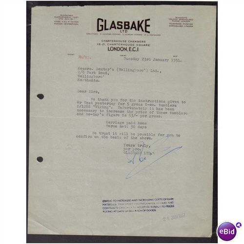 GLASBAKE LTD,CHARTERHOUSE SQ,LONDON,EC1, 23JAN1951