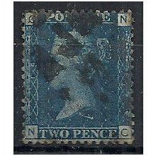 1858 SG47 2d Blue Plate 14 Good+ Used Check Letters "NC".