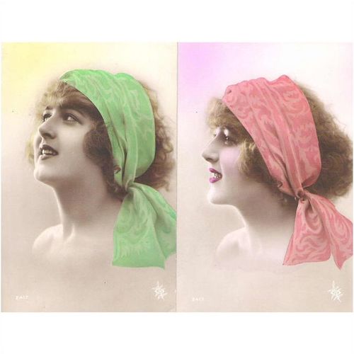 2 CARTES POSTALES - MODE - FEMME A CHAPEAU - REF 106