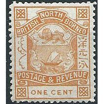 North Borneo 1892 SG37 1c Orange Mounted Mint ... .