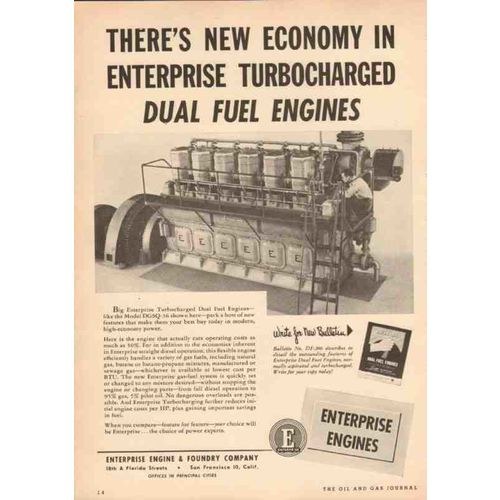 enterprise engine foundry company 1950 turbocharged vintage ad