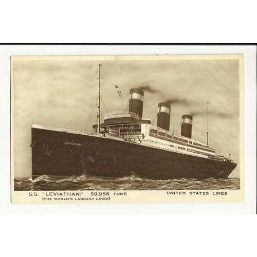 United States Lines SS LEVIATHAN Company Art Postcard