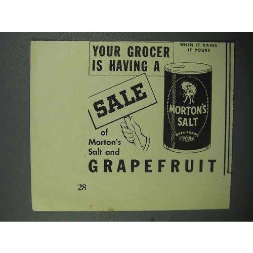 1944 Morton's Salt Ad - Grapefruit - Grocer Sale