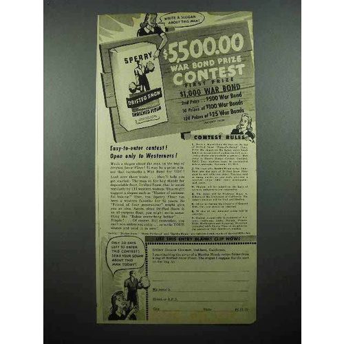 1944 Sperry Drifted Snow Flour Ad - War Bond Contest