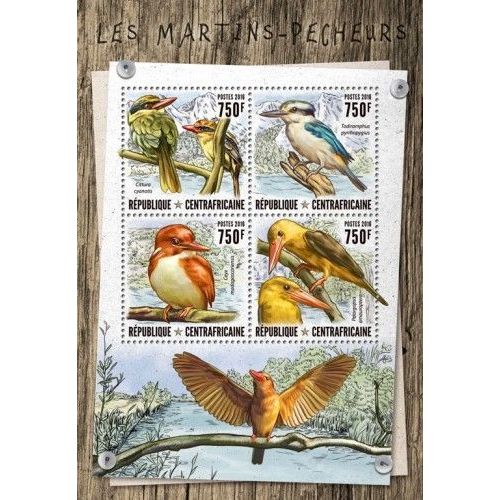 CENTRAL AFRICA 2016 SHEET MNH KINGFISHERS BIRDS MARTINS PECHEURS OISEAUX 5