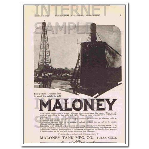 MALONEY TANK MFG COMPANY 1921 Worth its weight in gold vintage ad