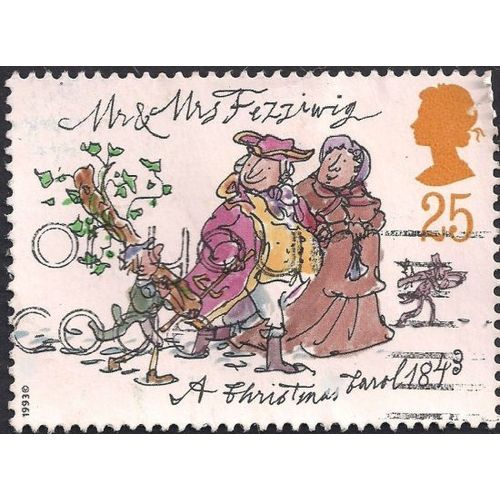 GB, CHRISTMAS, Mr Fezziwig, Christmas Carol, white 1993, 25p