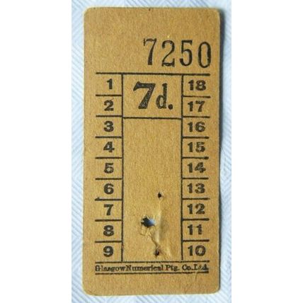 Vintage: Glasgow Numerical Ptg. Co. 7d ticket