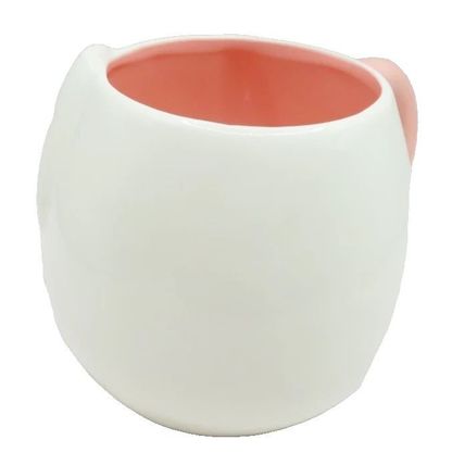 White Rabbit Mug with Pink Handle Ceramic 9.5 CM Not Microwave/Dishwasher Safe