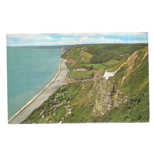 BRANSCOMBE BEACH , DEVON vintage used postcard 1967 postmark =