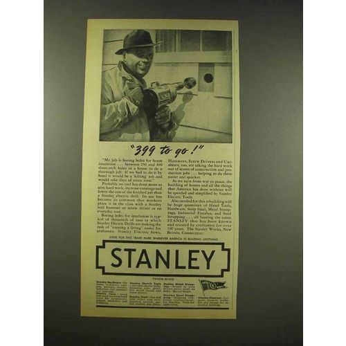 1944 Stanley Electric Drill Tool Ad - 399 to Go!