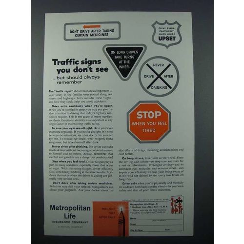 1960 Metropolitan Life Insurance Ad - Traffic Signs