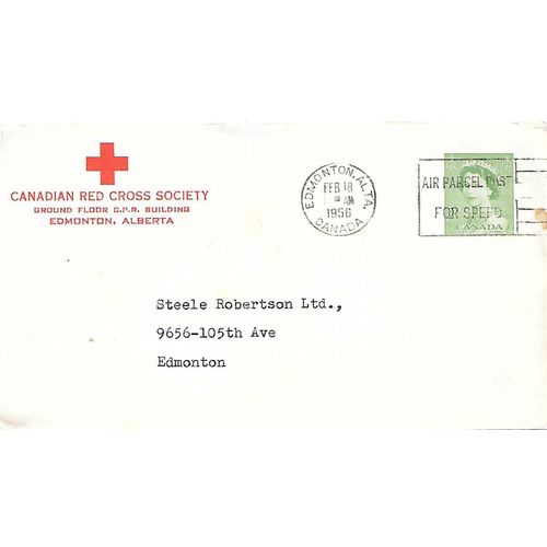 Canada Red Cross Postal Sta. USED 1956 Edmonton, Alberta