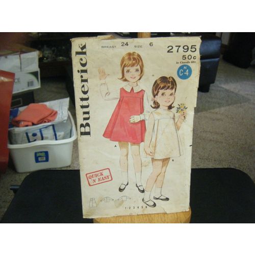 Butterick 2795 Girl's Dress or Jumper & Blouse Pattern - Size 6 Chest 24