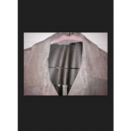 Genuine Leather Men's Jacket Coat Blazer Size 44 Beige Brown Luxurious