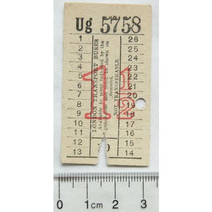 Vintage: ticket London Transport Buses 1½d